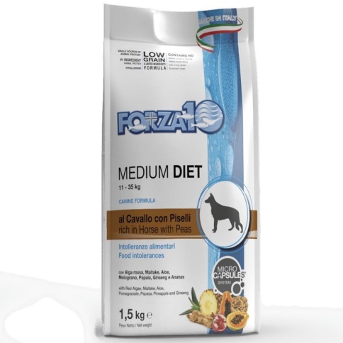 Forza10 Med Diet Low Grain Cav полнорационный диетический корм для взрослых собак средних пород из конины, гороха и риса с микрокапсулами - 1,5 кг фото 1
