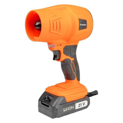 Воздуходувка аккумуляторная GRAMEX HJF-1000/21 (21 Вт, 130 км/час, аккум Li-2,0А/ч) картон, 1 акб (1/8) фото 1