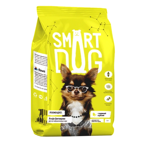 Сухой корм Smart Dog для взрослых собак всех пород, с курицей и овощами, 3 кг фото 1