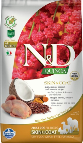 Farmina N&D Dog Grain Free quinoa skin & coat quail корм для собак здоровая кожа и шерсть с перепелом и киноа 2,5 кг фото 1