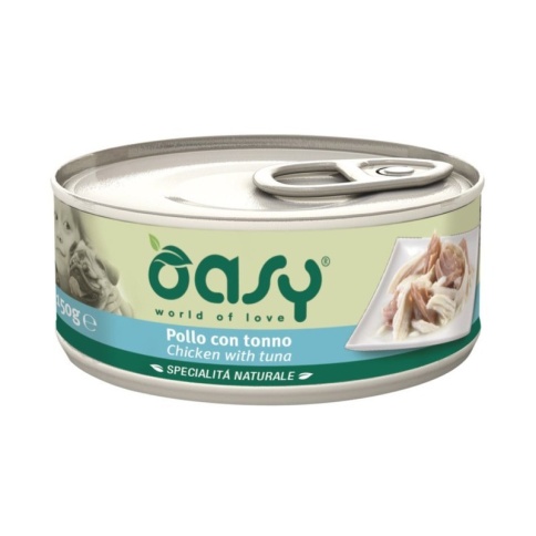Oasy Wet dog Specialita Naturali Chicken Tuna дополнительное питание для взрослых собак с курицей и тунцомом в консервах - 150 г фото 1