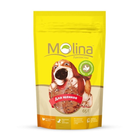 Molina Лакомство для щенков Куриные медальоны с сыром и печенью 65 г 1 ш фото 1