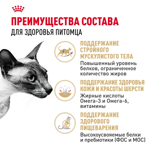 Сухой Корм Royal Canin SIAMESE (СИАМИЗ) Специальное питание для кошек сиамской породы, а также для кошек сиамо-ориентальной группы пород в возрасте от 1 года и старше, 2 кг фото 3
