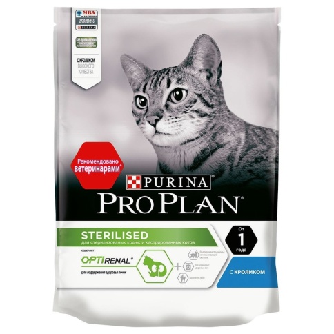 Сухой корм Pro Plan Cat Adult Sterilised OPTIRENAL для стерилизованных кошек с кроликом - 200 г фото 1