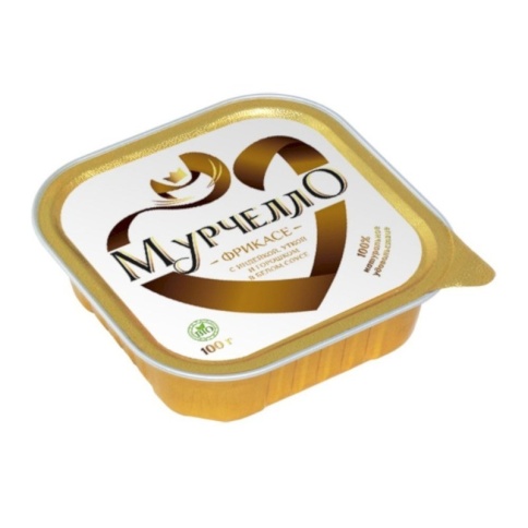 Мурчелло влажный корм для кошек фрикасе с индейкой, уткой и горошком в белом соусе 100 г фото 1