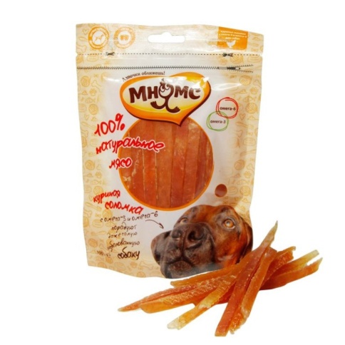 Мнямс лакомство Куриная соломка с омега-3 и омега-6 для собак - 100 г фото 2
