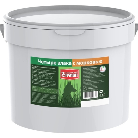 Каша для собак Четвероногий гурман 4 злака с морковью - 4 кг фото 1