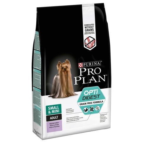 Сухой беззерновой корм Purina Pro Plan Optidigest Grain Free для взрослых собак мелких пород с чувствительным пищеварением с индейкой 7 кг фото 1