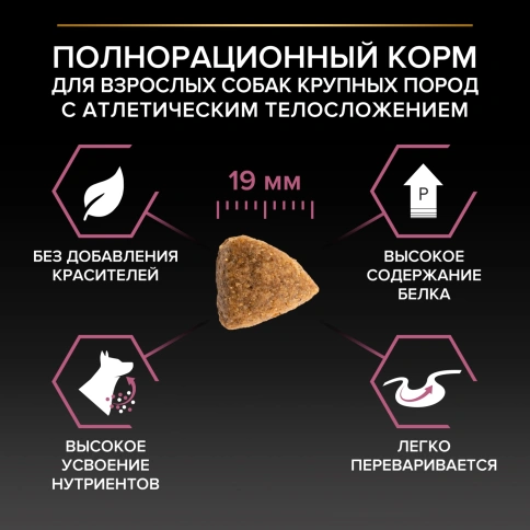 Сухой корм Purina Pro Plan Large Athletic Adult Sensitive Skin Salmon для крупных собак (атлетическое сложение), лосось, 18 кг фото 3