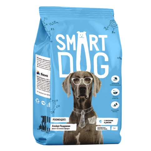 Сухой корм Smart Dog для взрослых собак всех пород, с лососем и овощами, 3 кг фото 1