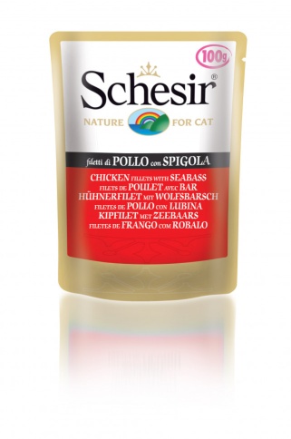 Schesir для кошек в паучах с цыпленком и окунем - 100 г фото 1