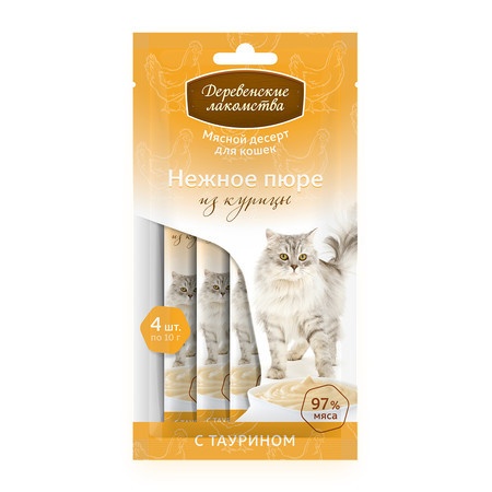 Деревенские лакомства для кошек Нежное пюре из курицы - 40 г фото 1