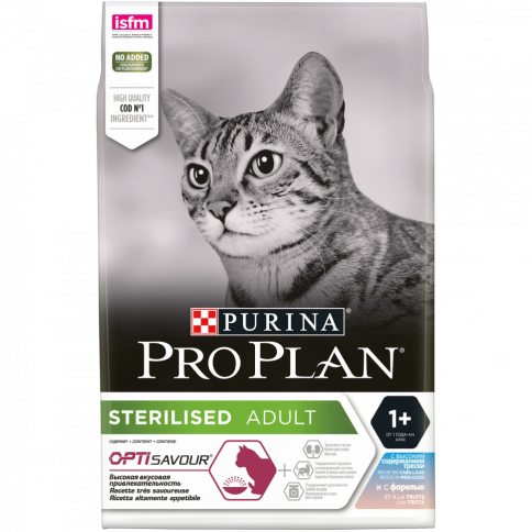 Pro Plan Cat Adult Sterilised сухой корм для стерилизованных кошек с треской и форелью - 3 кг фото 2