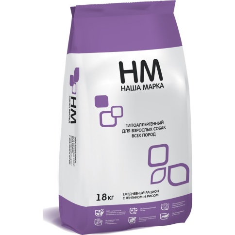 Наша Марка сухой гипоаллергенный корм для взрослых собак всех пород с ягненком и рисом - 18 кг фото 2