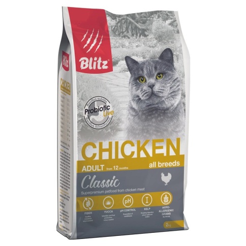 Blitz Adult Cats Chicken для кошек с курицей - 2 кг фото 2
