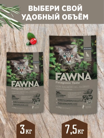 Сухой корм Fawna с лососем, тыквой и красными ягодами для взрослых кошек, 3 кг фото 6