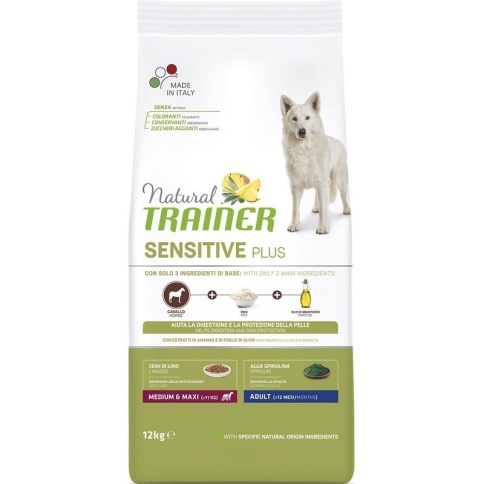 Trainer Natural Sensitive Plus гипоаллергенный сухой корм для взрослых собак средних и крупных пород с кониной 12 кг фото 1