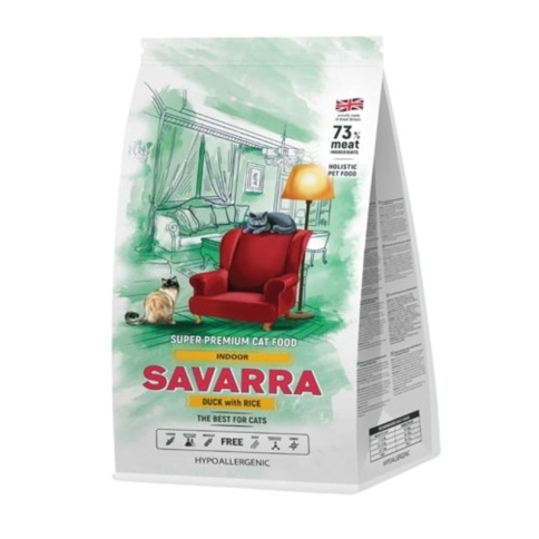 Savarra Indoor Adult Cat Сухой корм для взрослых кошек живущих в помещении с уткой и рисом - 400 г фото 1