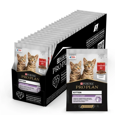 Влажный корм Purina Pro Plan Healthy Start для котят, с говядиной в соусе, 85 г фото 1