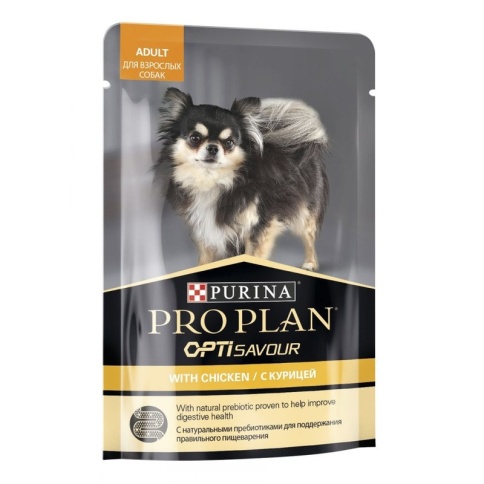 Влажный корм Purina Pro Plan Small & Mini для взрослых собак миниатюрных и мелких пород c курицей в соусе в паучах - 100 г фото 1