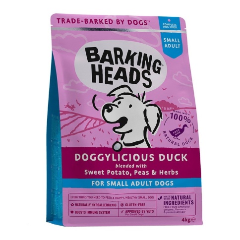 Сухой беззерновой корм Barking Heads Doggylicious Duck для взрослых собак мелких пород с уткой и бататом - 4 кг фото 1