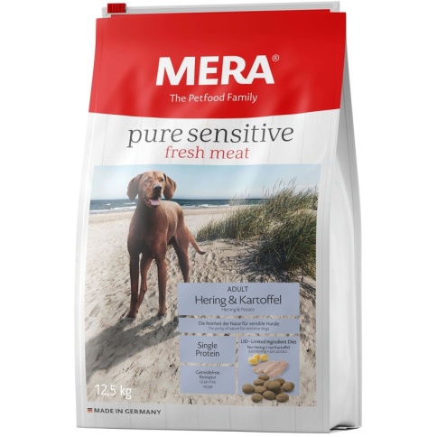 Сухой корм Mera Рure Sensitive Adult Hering & Kartoffel для взрослых собак с сельдью и картофелем 12.5 кг фото 1