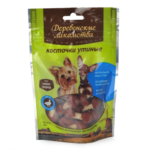 ДЕРЕВЕНСКИЕ ЛАКОМСТВА для мини-пород Косточки утиные 55 гр фото 1
