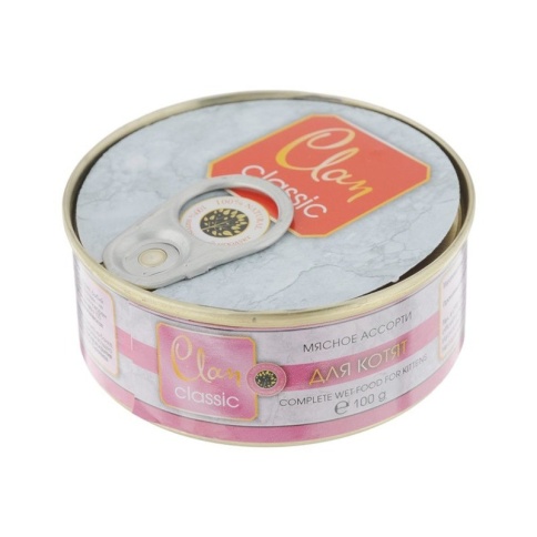 Clan Classic влажный корм для котят мясное ассорти в консервах - 100 г фото 1