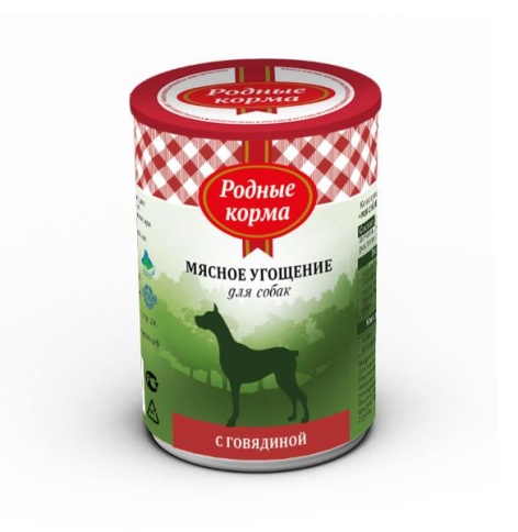 Родные корма Мясное угощение с Говядиной консервы для собак 340 г фото 1