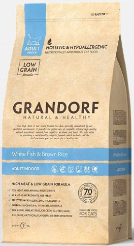 Grandorf Indoor корм для кошек белая рыба с бурым рисом 2 кг фото 1