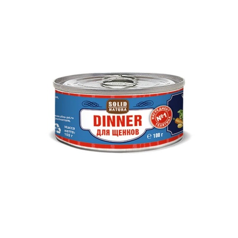 Solid Natura Dinner Телятина влажный корм для щенков в жестяной банке 100 г фото 2