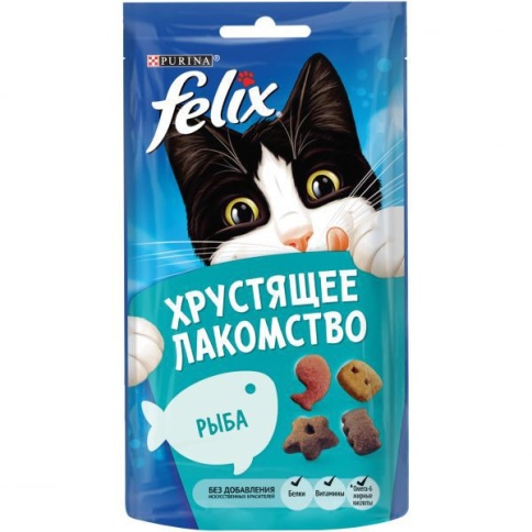 Felix Хрустящее лакомство для кошек,с Рыбой 60г фото 1