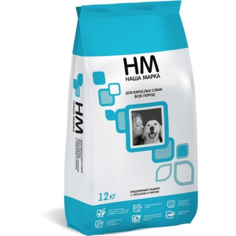 Наша Марка сухой корм для взрослых собак всех пород с лососем и рисом 12 кг фото 1