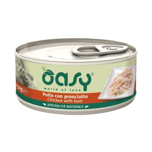Oasy Wet dog Specialita Naturali Chicken Ham дополнительное питание для взрослых собак с курицей и ветчиной в консервах - 150 г (1 шт) фото 1