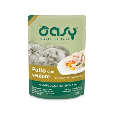 Oasy Wet cat Specialita Naturali Chicken Vegetables дополнительное питание для кошек с курицей и овощами в паучах - 70 г (24 шт) фото 1