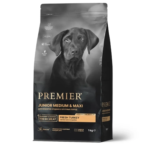 Сухой корм Premier с индейкой для юниоров средних и крупных пород, 1 кг фото 1