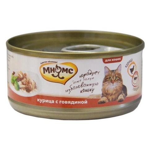 Мнямс консервы Курица с говядиной в нежном желе для кошек - 70 г фото 2