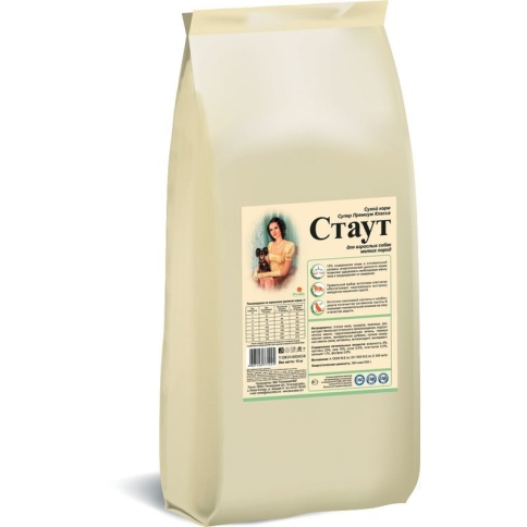 Стаут сухой корм для взрослых собак мелких пород с мясом и злаками - 15 кг фото 1