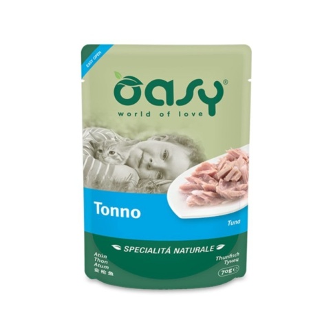 Oasy Wet cat Specialita Naturali Tuna дополнительное питание для кошек с тунцом в паучах - 70 г (24 шт) фото 1