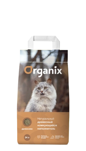 Наполнитель Organix древесный комкующийся для кошачьего туалета, 24 л фото 1