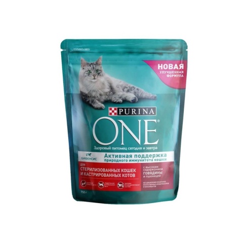 Сухой корм Purina One Sterilised (сухой корм для стерилизованных кошек с говядиной и пшеницей )- 750 г фото 1