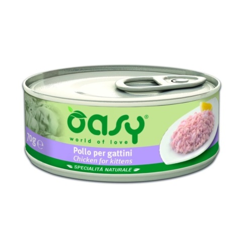Oasy Wet cat Specialita Naturali Kitten Chicken дополнительное питание для котят с курицей в консервах - 70 г (1 шт) фото 1