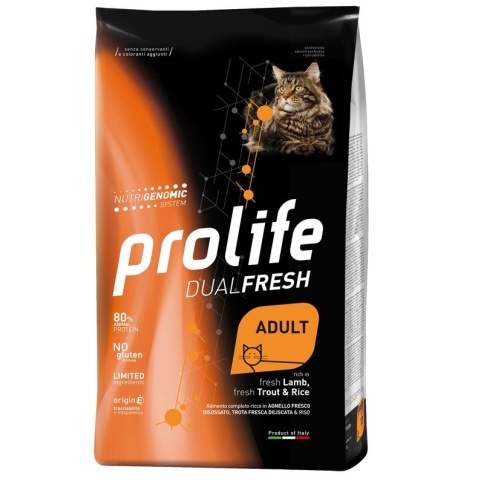 Prolife Dual Fresh Adult сухой корм для кошек с ягненком, форелью и рисом - 1.5 кг фото 1