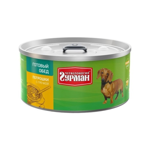 Четвероногий Гурман Готовый обед потрошки с гречкой 325 г фото 1