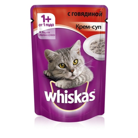 Whiskas крем-суп рагу с говядиной 1+ 85 г фото 2