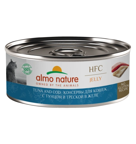 Влажный корм Almo Nature для кошек с тунцом и треской в желе, 100 г фото 1