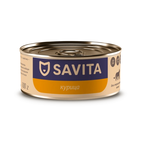 Влажный корм SAVITA для стерилизованных кошек с курицей, 100 г фото 1