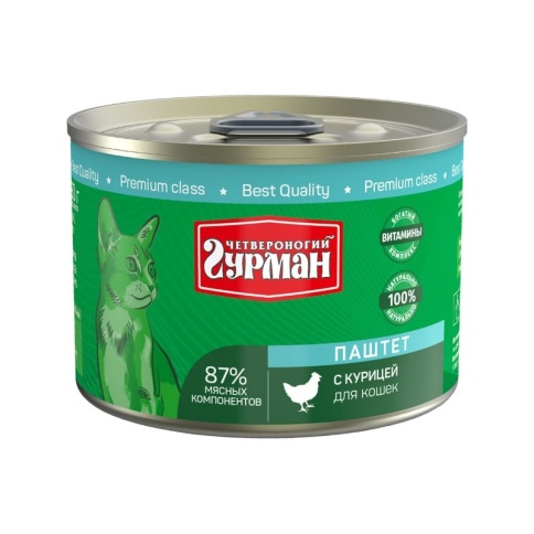 Влажный корм Четвероногий Гурман паштет для кошек с курицей - 190 г фото 1