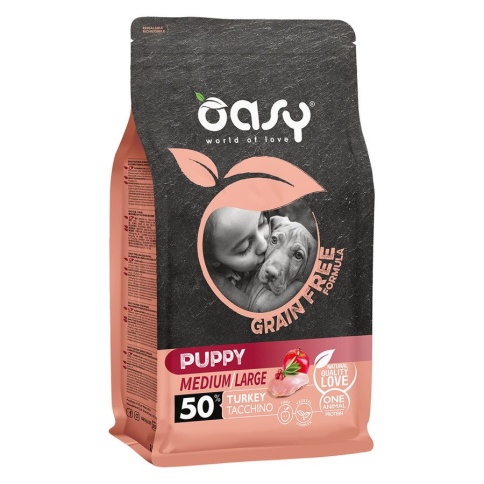 Oasy Dry Dog Grain Free Puppy Medium сухой беззерновой корм для щенков средних пород с индейкой - 2,5 кг фото 1