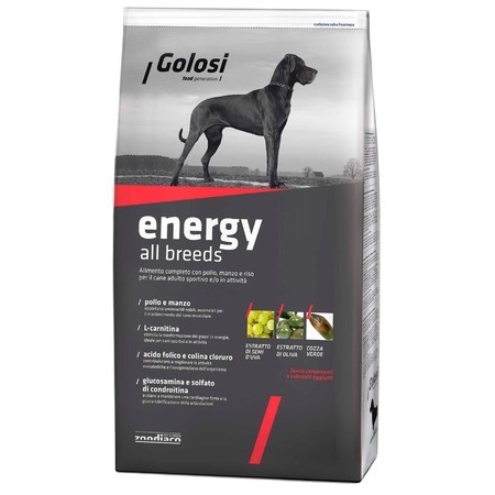 Golosi Dog Adult Energy сухой корм для активных и/или спортивных собак с курицей, говядиной и рисом - 12 кг фото 1